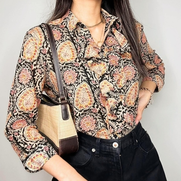 Ralph Lauren ~ Colorful Ruffled Print Blouse - Picture 1 of 11